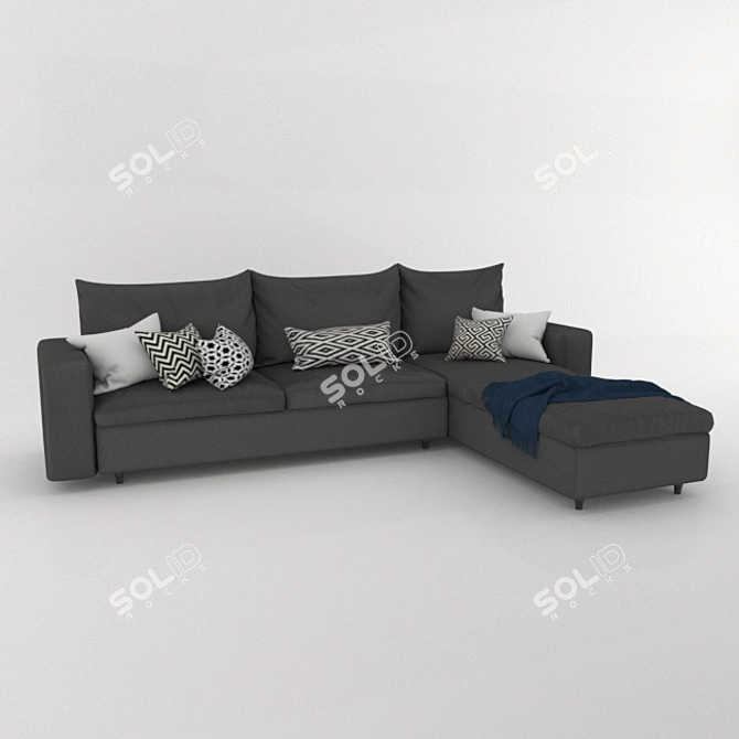 Contemporary Convertible Sofa 3D model image 1