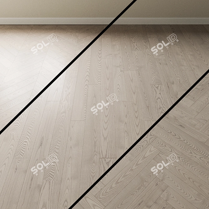 Bleached Ash Parquet: Atlantic Collection 3D model image 1