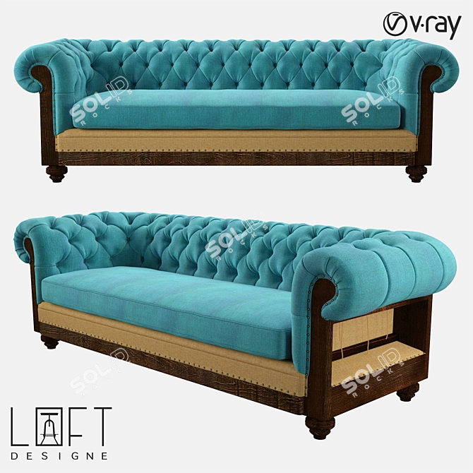 Modern Loft Style Sofa - 3663 Model 3D model image 1