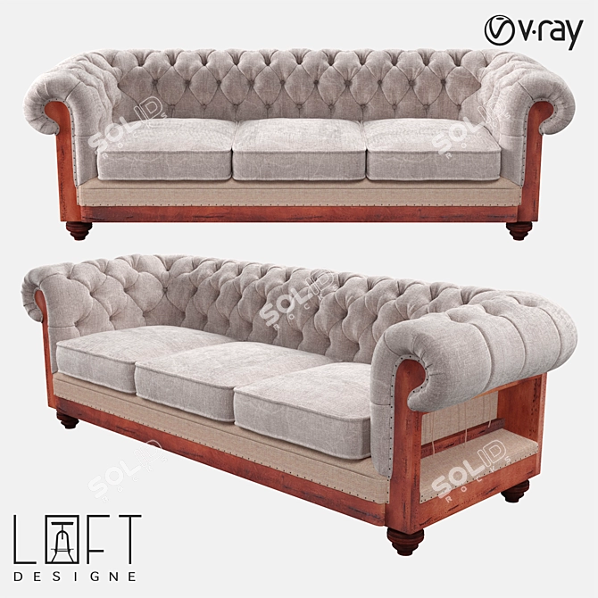 LoftDesigne 4225: Stylish Wooden Sofa 3D model image 1