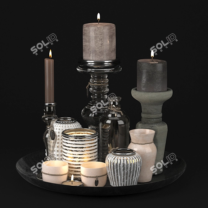 Elegant Candle Set 3D model image 2