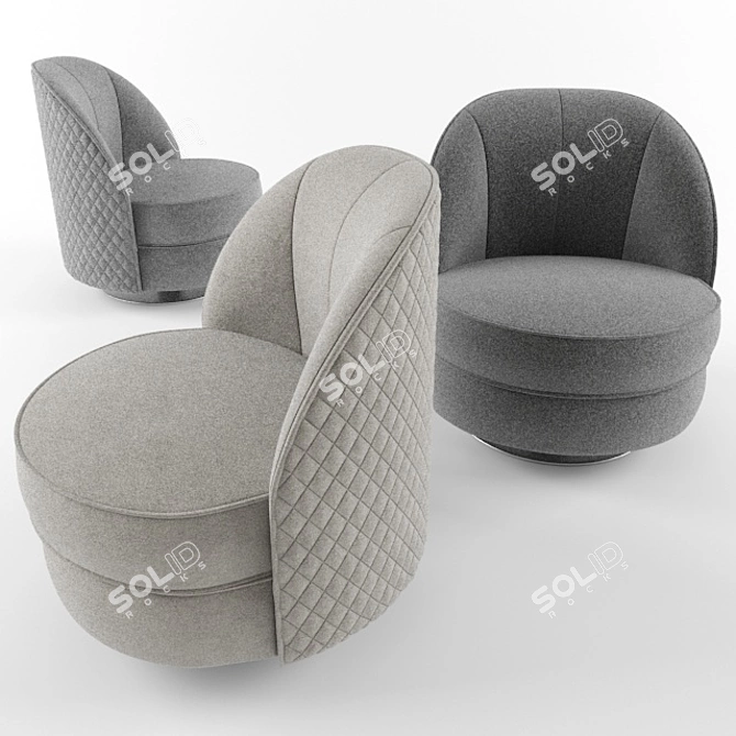 Stylish Swivel Armchair 3D model image 1