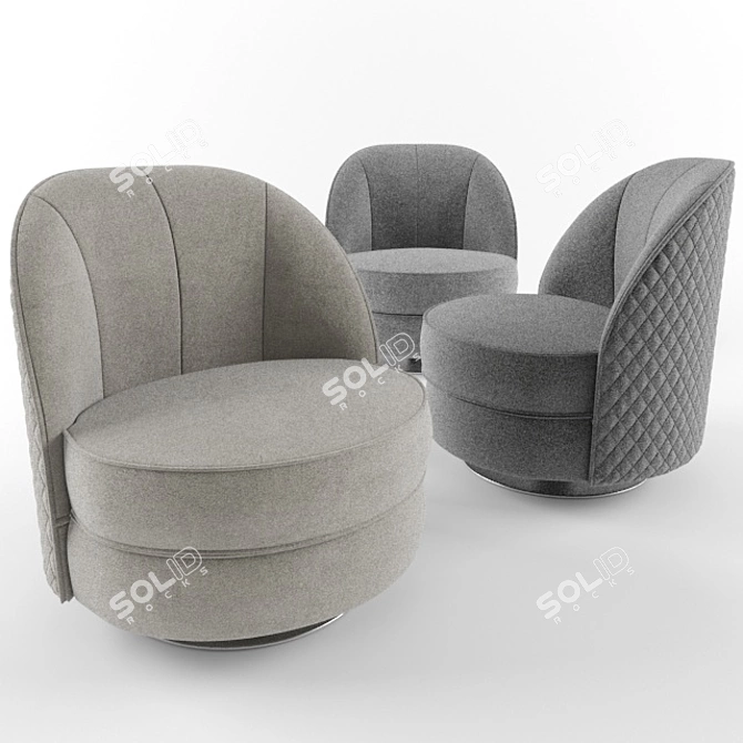 Stylish Swivel Armchair 3D model image 2