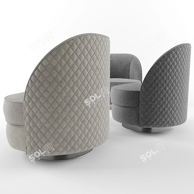 Stylish Swivel Armchair 3D model image 3