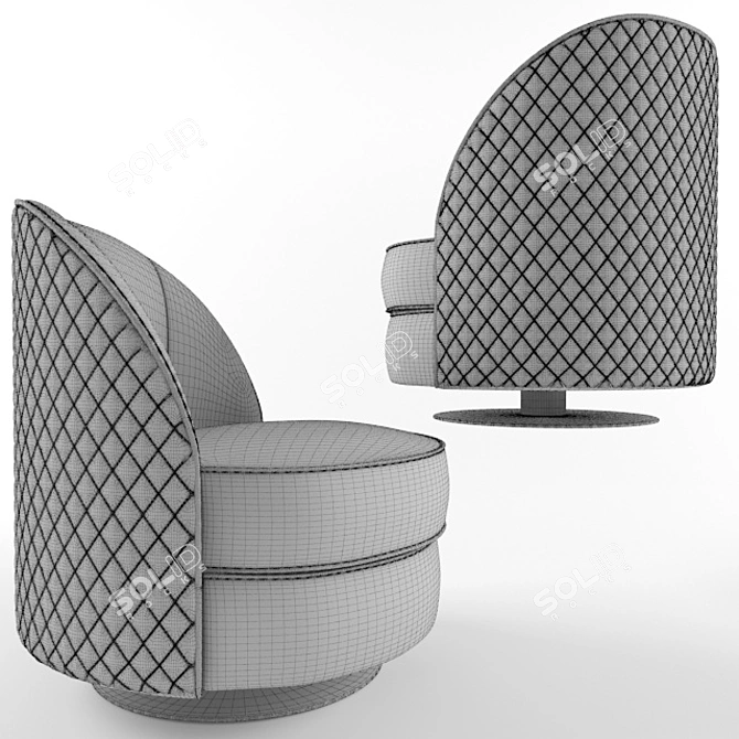 Stylish Swivel Armchair 3D model image 5