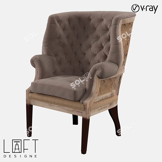 LoftDesigne 3616 Armchair: Modern Wood and Fabric Seating 3D model image 1