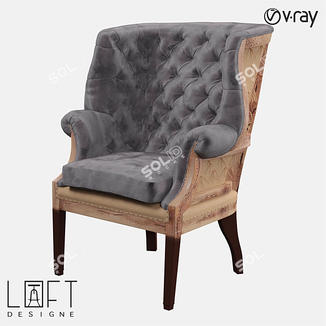 LoftDesigne 4180 Armchair - Modern Wood and Fabric Seating 3D model image 1