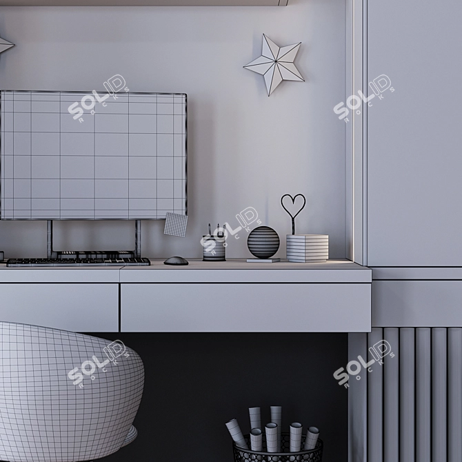 Modern Workplace Desk 3D model image 5