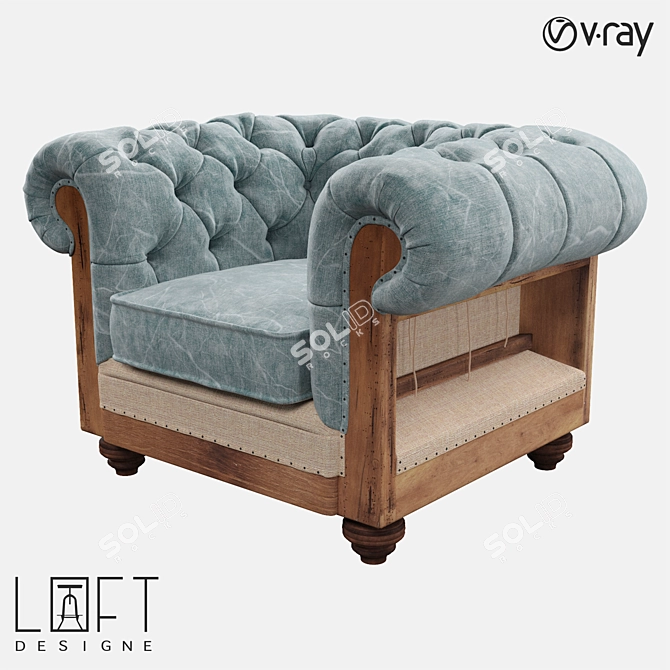 LoftDesigne 4188 Wood and Fabric Armchair 3D model image 1