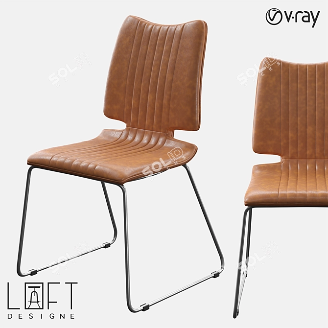 Modern Metal and Eco-Leather Chair 3D model image 1