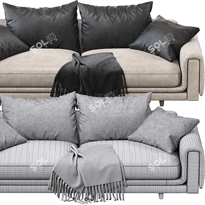 Nativ 4-Seat Sofa: Underline Modern Elegance 3D model image 5