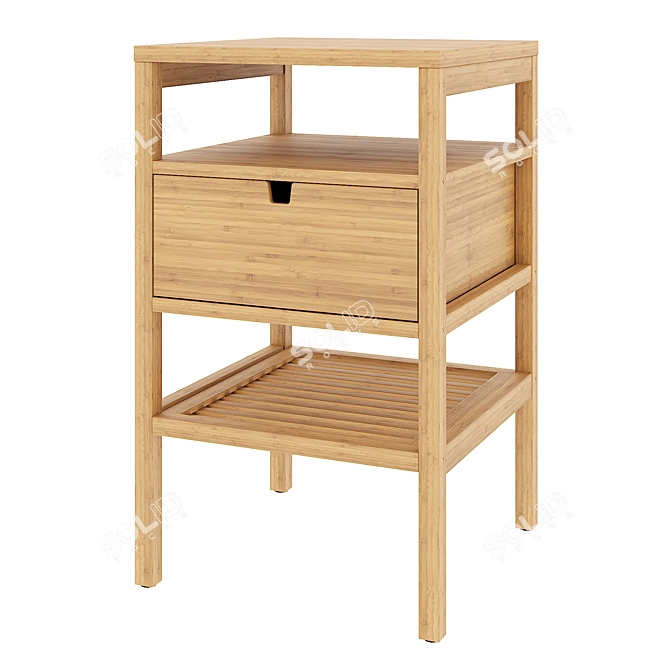 Nordkisa Bedside Table - Bamboo 3D model image 1