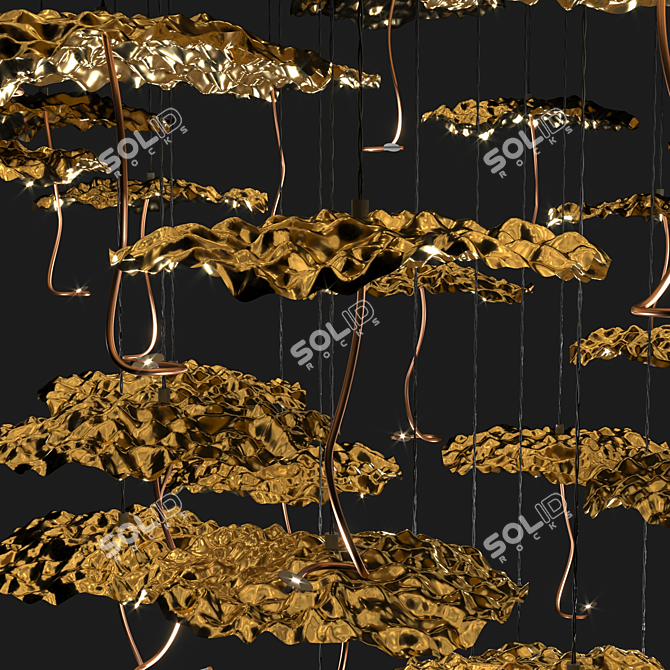 Gilded Lunar Glow Chandelier 3D model image 2