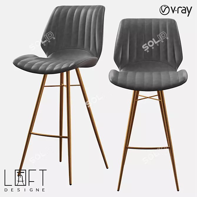 Industrial Style Bar Stool 3D model image 1