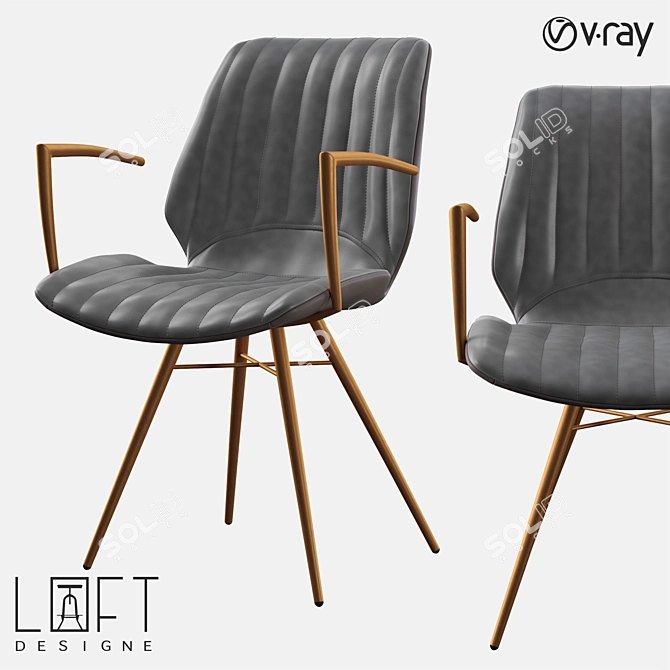 Elegant Metal and Fabric Chair 3D model image 1