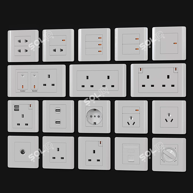 Schneider ZENcelo White Switches & Sockets 3D model image 1