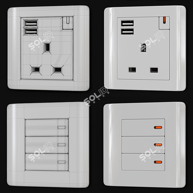 Schneider ZENcelo White Switches & Sockets 3D model image 2