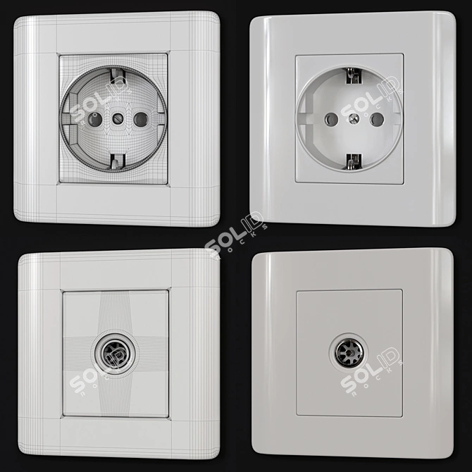 Schneider ZENcelo White Switches & Sockets 3D model image 3