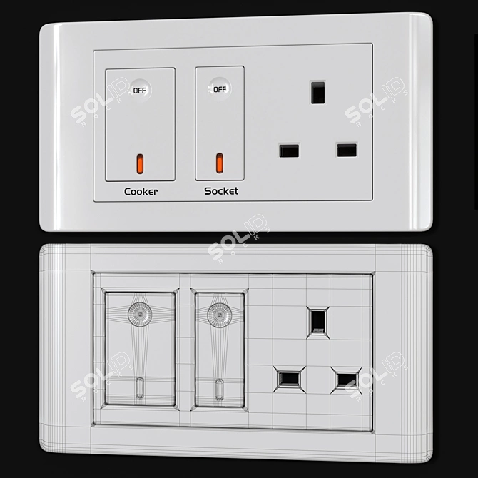 Schneider ZENcelo White Switches & Sockets 3D model image 4