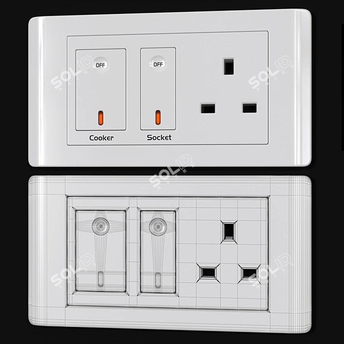 Schneider ZENcelo White Switches & Sockets 3D model image 9