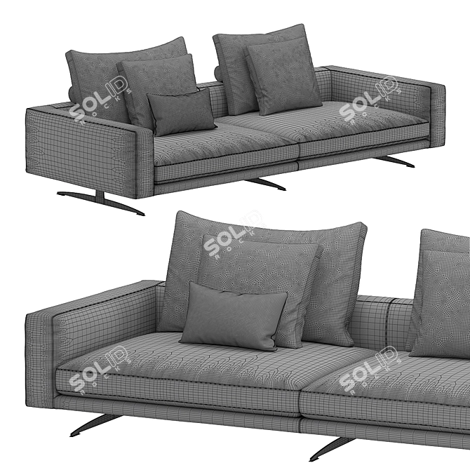 Luxurious Hermes Sofa: Ultimate Comfort & Style 3D model image 2