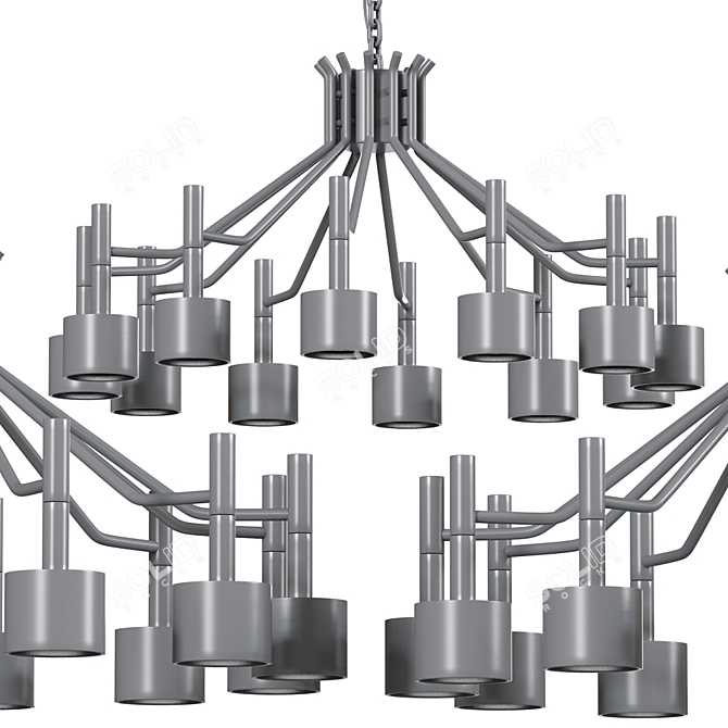 Gold Multi-Headed Modern Chandelier 3D model image 2