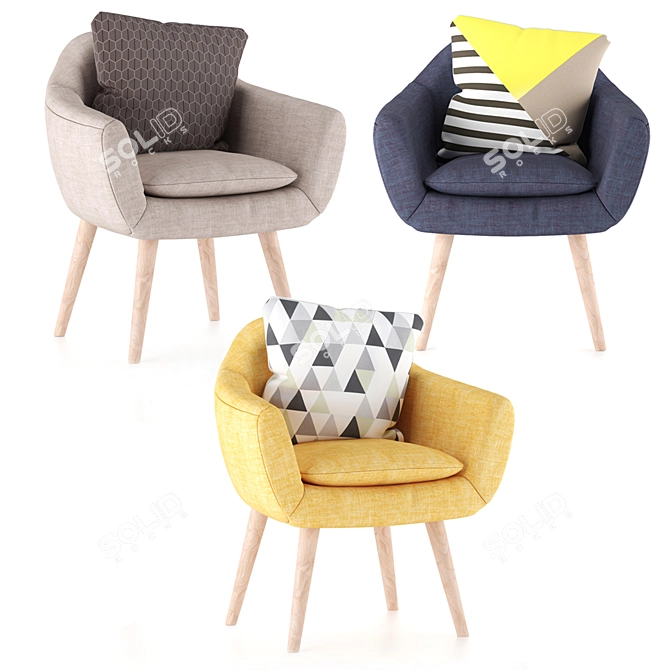 Nordic Comfort Armchair 3D model image 1