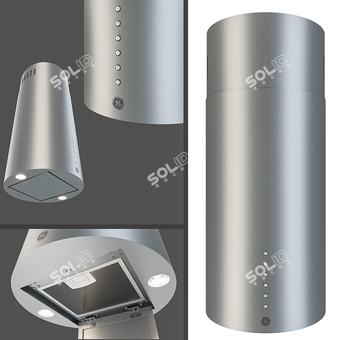 GE Stainless Steel Round Hood 3D model image 1
