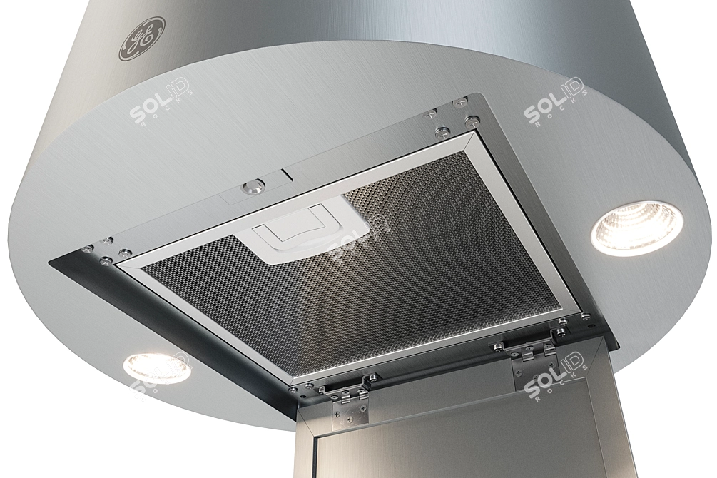 GE Stainless Steel Round Hood 3D model image 3