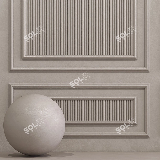 Silver Gray Decorative Plaster with Molding 3D model image 2