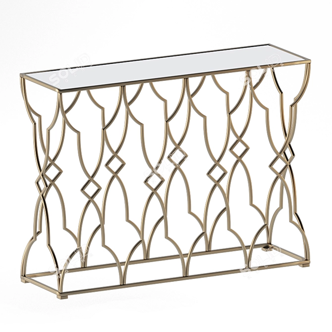 Mirrored Metal Console Table 3D model image 6