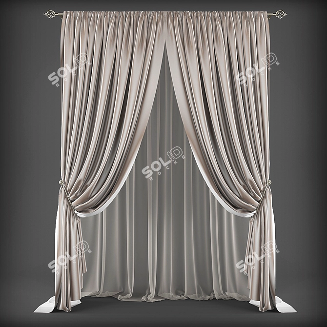 Elegant Sheer Drapes 3D model image 1