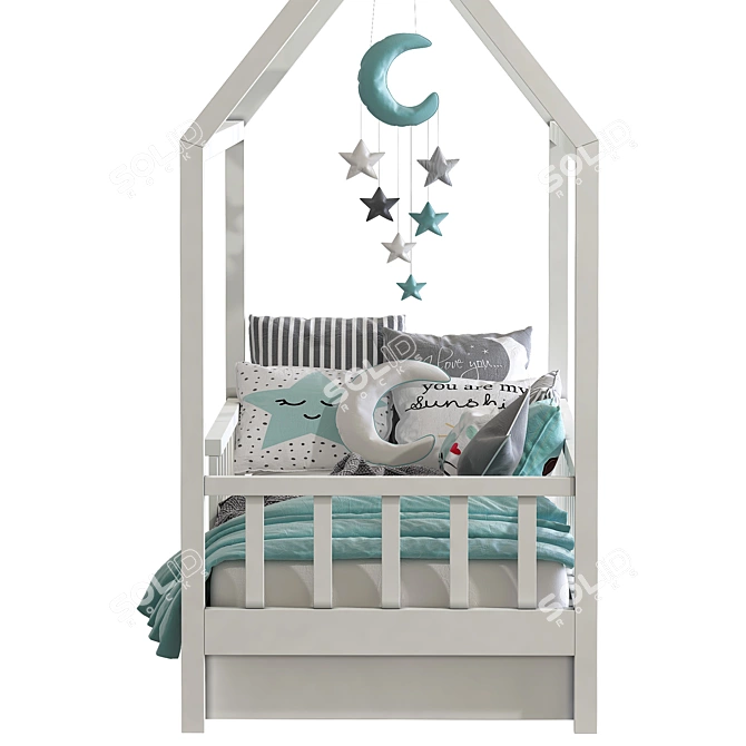 6-Column Children's Bed: Stylish and Spacious 3D model image 4