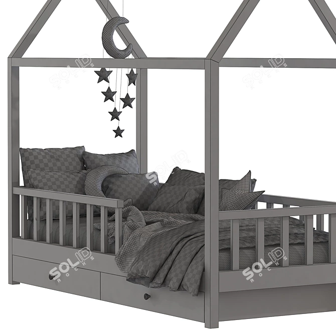 6-Column Children's Bed: Stylish and Spacious 3D model image 5