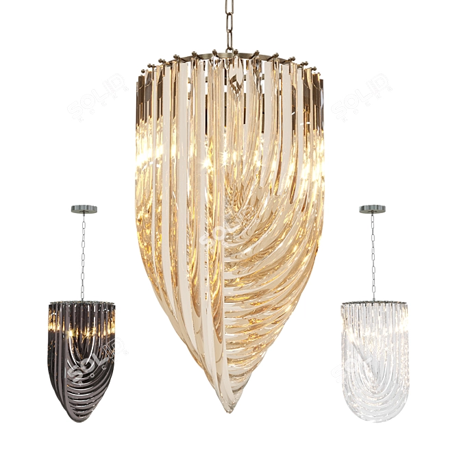 Elegant Murano Pendant Lamp 3D model image 1