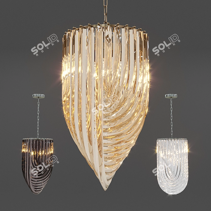 Elegant Murano Pendant Lamp 3D model image 4