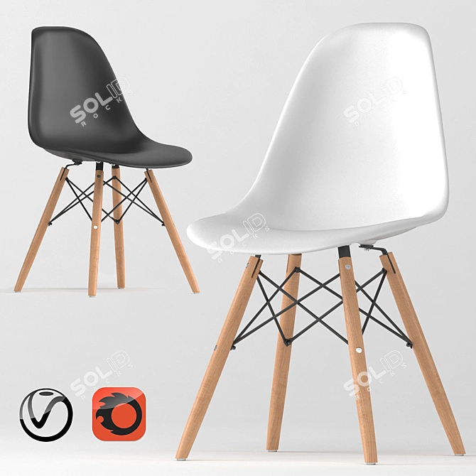 Eames DSW Chair - Minimalist Design 3D model image 1