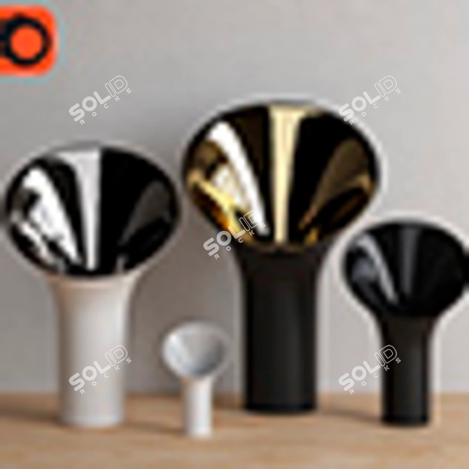 Elegant Porcelain Vase Set 3D model image 1