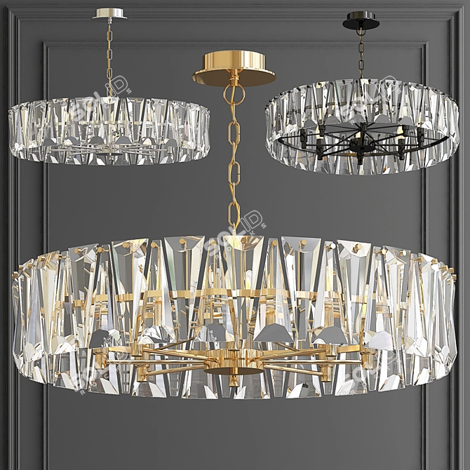 Ruby Gold Crystal Chandelier 3D model image 1