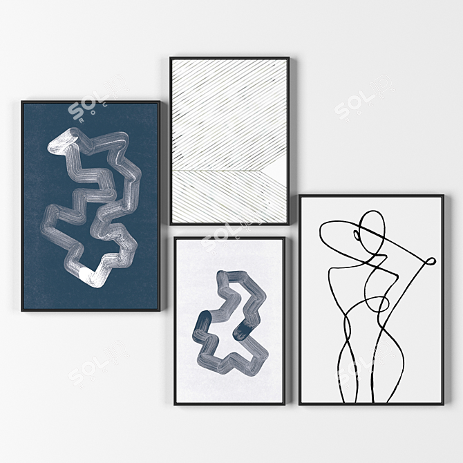 Modern Frame Collection (4 Frames, Various Sizes, Unique Textures) 3D model image 1