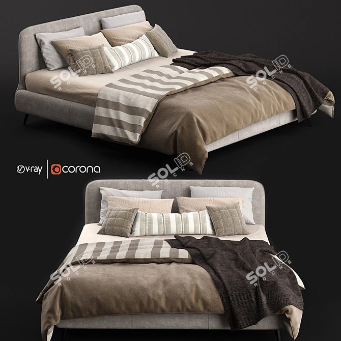 Elevate Your Sleep: Aris Bed 3D model image 1