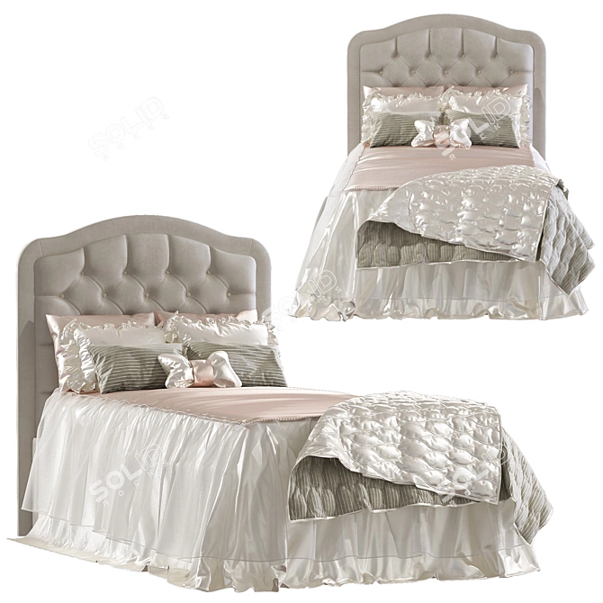 CozyDream Bed: Soft Headboard, Elegant Design 3D model image 1