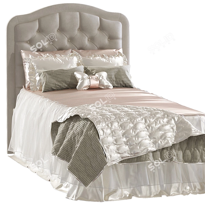 CozyDream Bed: Soft Headboard, Elegant Design 3D model image 3