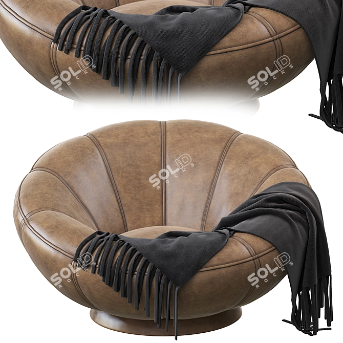 Sleek Gray Velvet Swivel Chair 3D model image 2