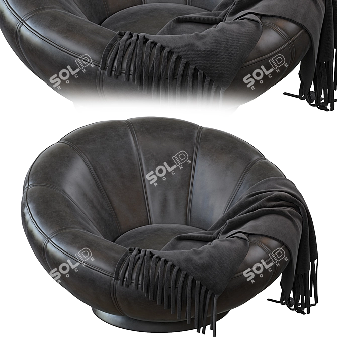 Sleek Gray Velvet Swivel Chair 3D model image 3