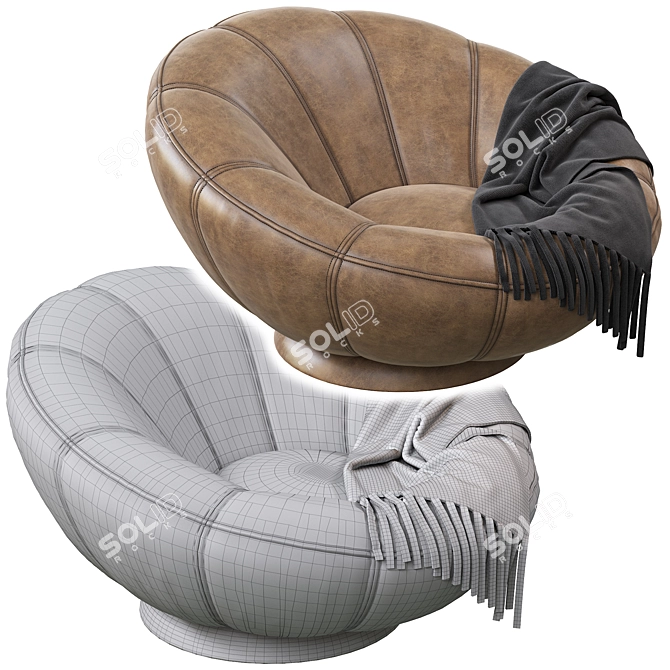 Sleek Gray Velvet Swivel Chair 3D model image 4