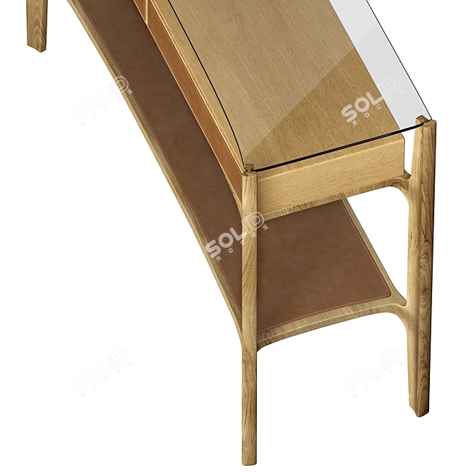 Danish-inspired Oak Console with Leather-Clad Drawers 3D model image 4