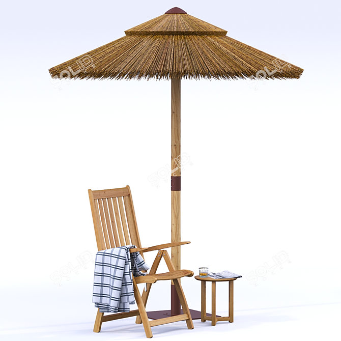 Sambesi Straw Umbrella: Stylish Shade on Sunny Days 3D model image 6