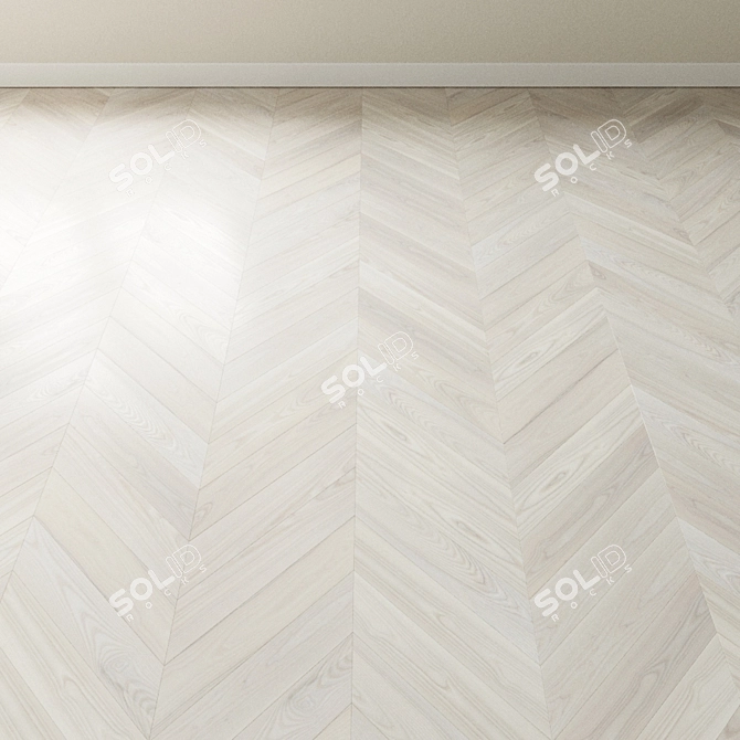 Moonlight Ash Chevron: Classic French Oak 3D model image 3