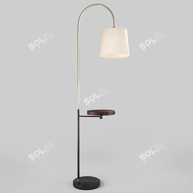 Org Modern Black Brass Floor Lamp 3D model image 1